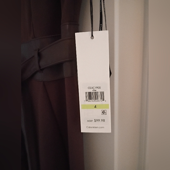 Calvin Klein Dark Brown Dress with Belt - Picture 4 of 5